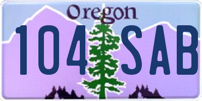 OR license plate 104SAB