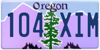 OR license plate 104XIM