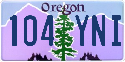 OR license plate 104YNI