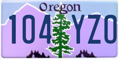 OR license plate 104YZO