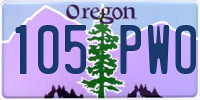 OR license plate 105PWO