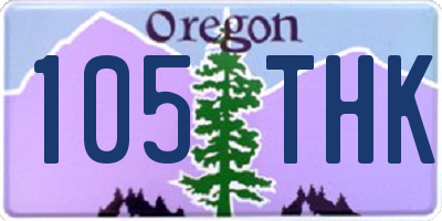 OR license plate 105THK