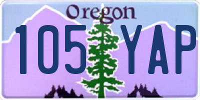 OR license plate 105YAP
