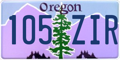 OR license plate 105ZIR
