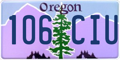 OR license plate 106CIU