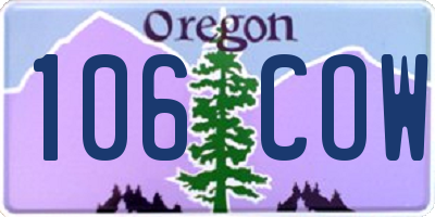 OR license plate 106COW
