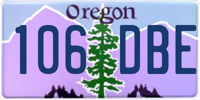 OR license plate 106DBE