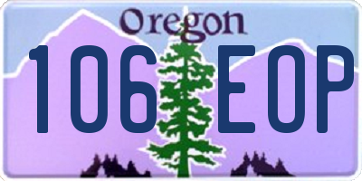 OR license plate 106EOP