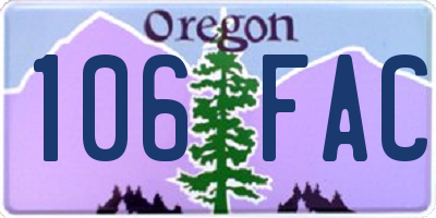 OR license plate 106FAC