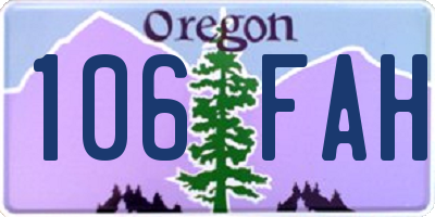 OR license plate 106FAH