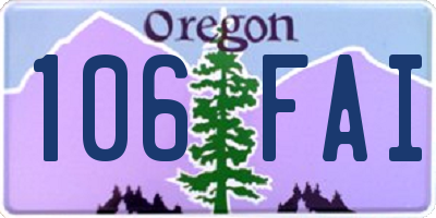 OR license plate 106FAI