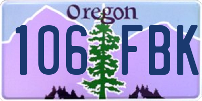 OR license plate 106FBK