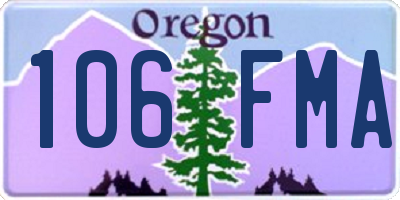 OR license plate 106FMA