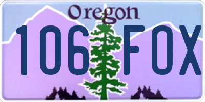 OR license plate 106FOX
