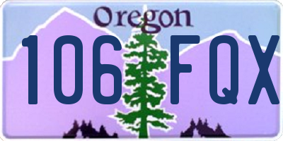 OR license plate 106FQX