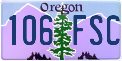 OR license plate 106FSC