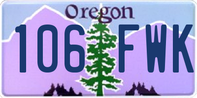 OR license plate 106FWK