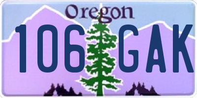 OR license plate 106GAK