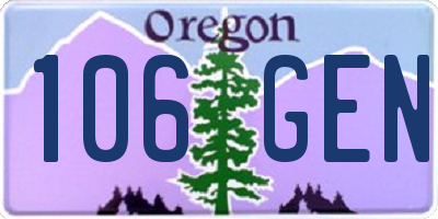 OR license plate 106GEN