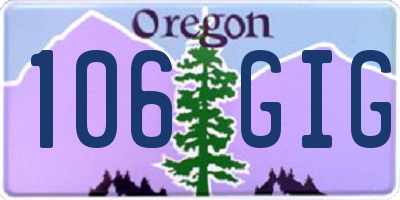 OR license plate 106GIG