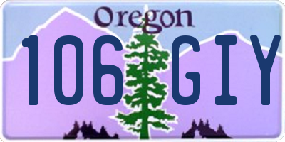 OR license plate 106GIY