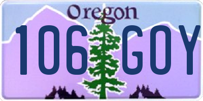 OR license plate 106GOY