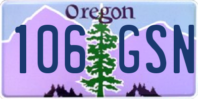 OR license plate 106GSN