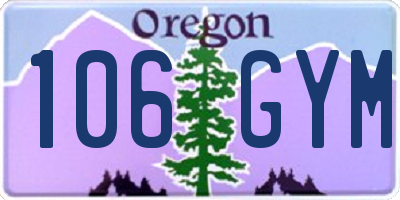 OR license plate 106GYM
