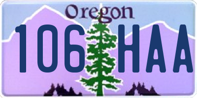 OR license plate 106HAA