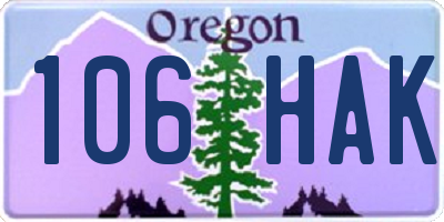 OR license plate 106HAK