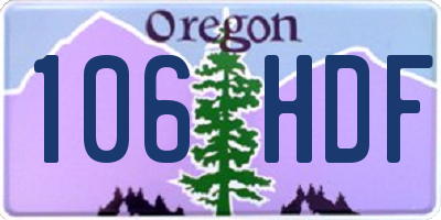 OR license plate 106HDF