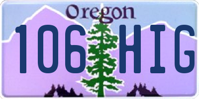OR license plate 106HIG