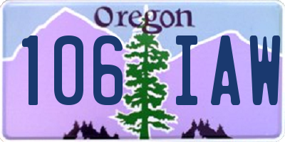 OR license plate 106IAW