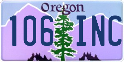 OR license plate 106INC