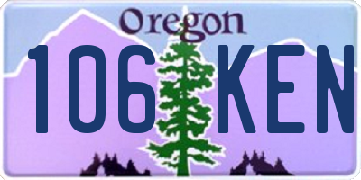 OR license plate 106KEN