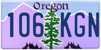 OR license plate 106KGN
