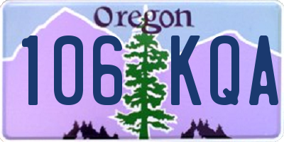 OR license plate 106KQA