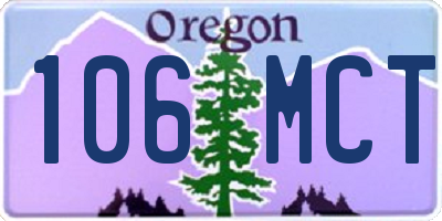OR license plate 106MCT