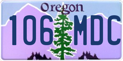 OR license plate 106MDC