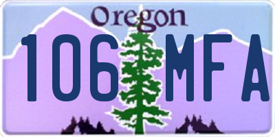 OR license plate 106MFA