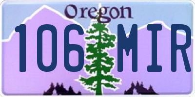 OR license plate 106MIR