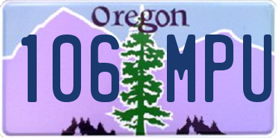 OR license plate 106MPU