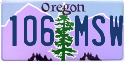 OR license plate 106MSW
