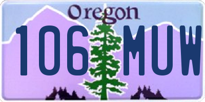 OR license plate 106MUW