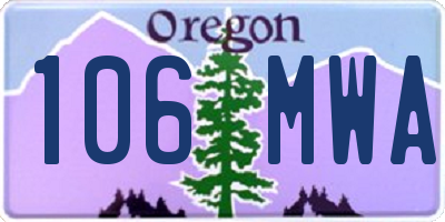 OR license plate 106MWA