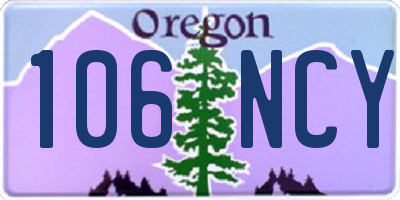 OR license plate 106NCY