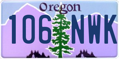 OR license plate 106NWK