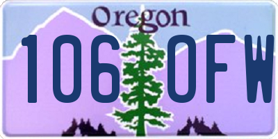 OR license plate 106OFW