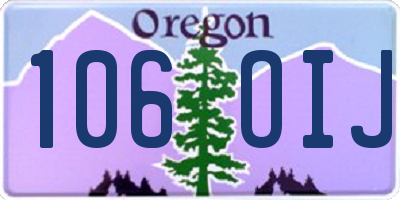 OR license plate 106OIJ