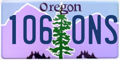 OR license plate 106ONS